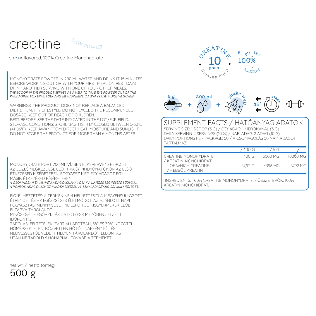 1002 Creatine 500 g info